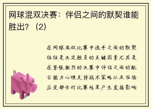 网球混双决赛：伴侣之间的默契谁能胜出？ (2)